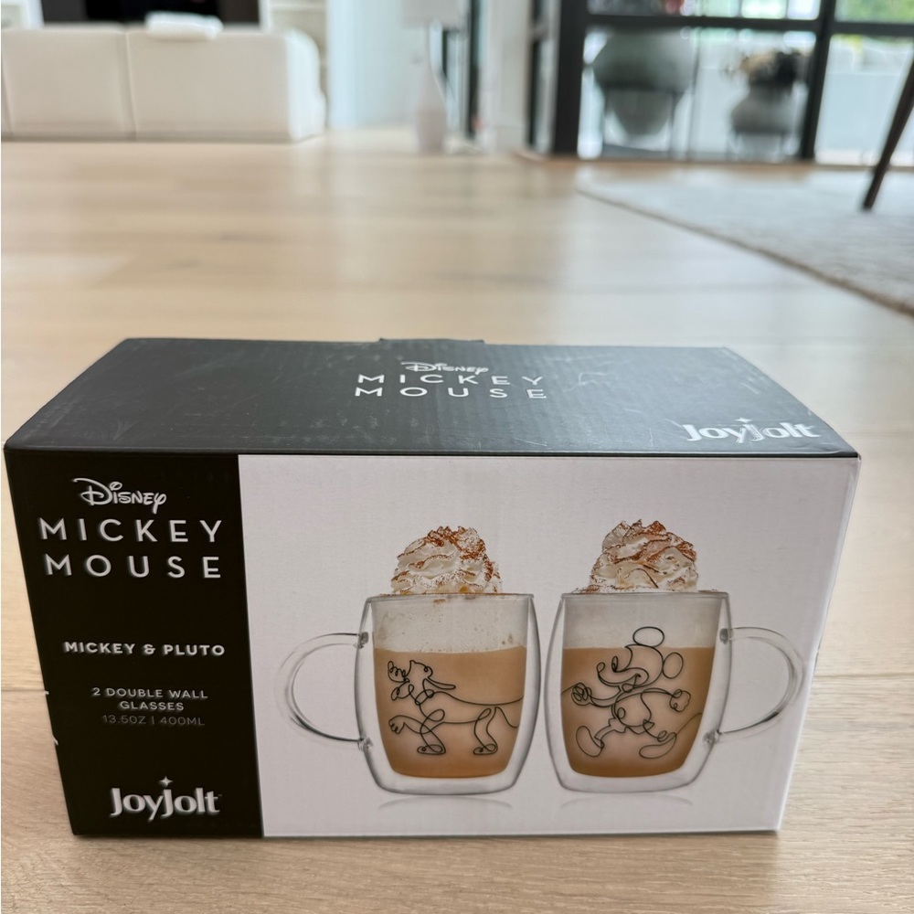 Jolt Disney Mickey & Pluto Double Wall Mugs - Black
